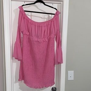 Body con off shoulder pink dress